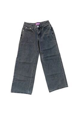 Edikted Women’s XS Black/Grey Wide Leg Jeans – 100% Cotton